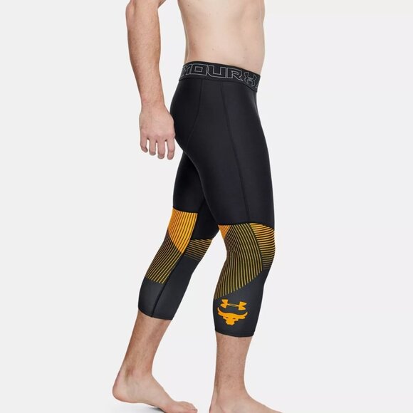 Under Armour Project Rock 3/4 Compression Leggings Training Black - Picture 1 of 9